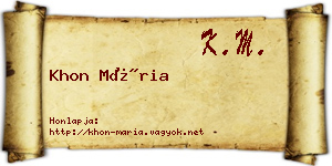 Khon Mária névjegykártya
